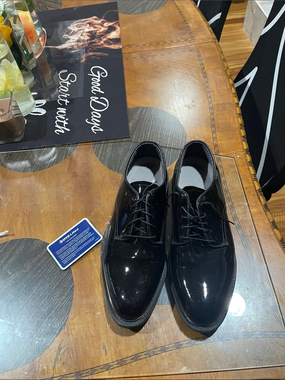 Bates Black Patent Lace-Up Oxfords